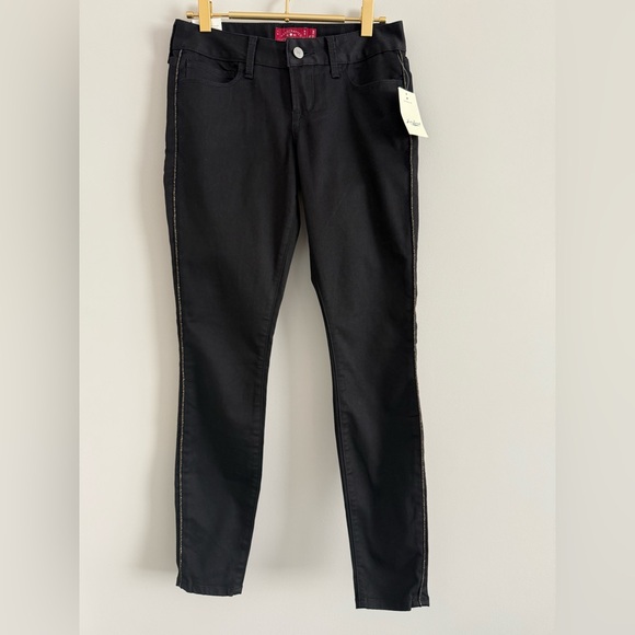 Lucky Brand Leyla Skinny Jeans Midrise Curvy Black with Silver Piping 0/25 x 29 - Picture 2 of 10